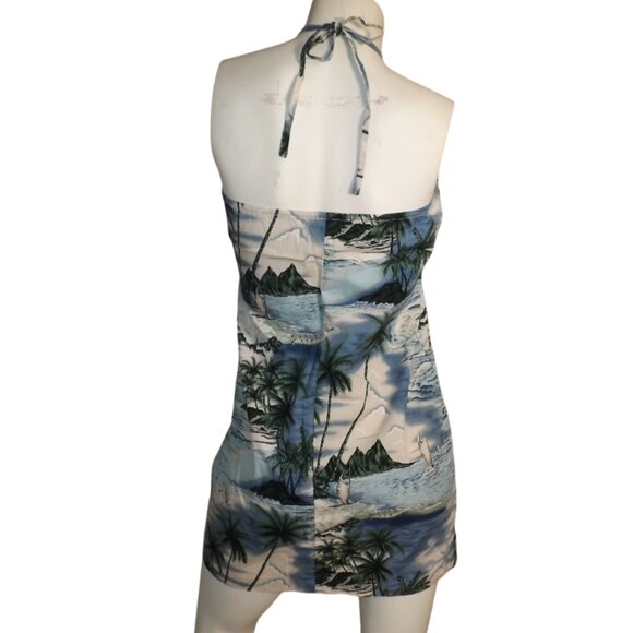 Vintage Mini Dress, XS, Hawaiian Print, Adjustable Halter, No tags - Picture 7 of 9